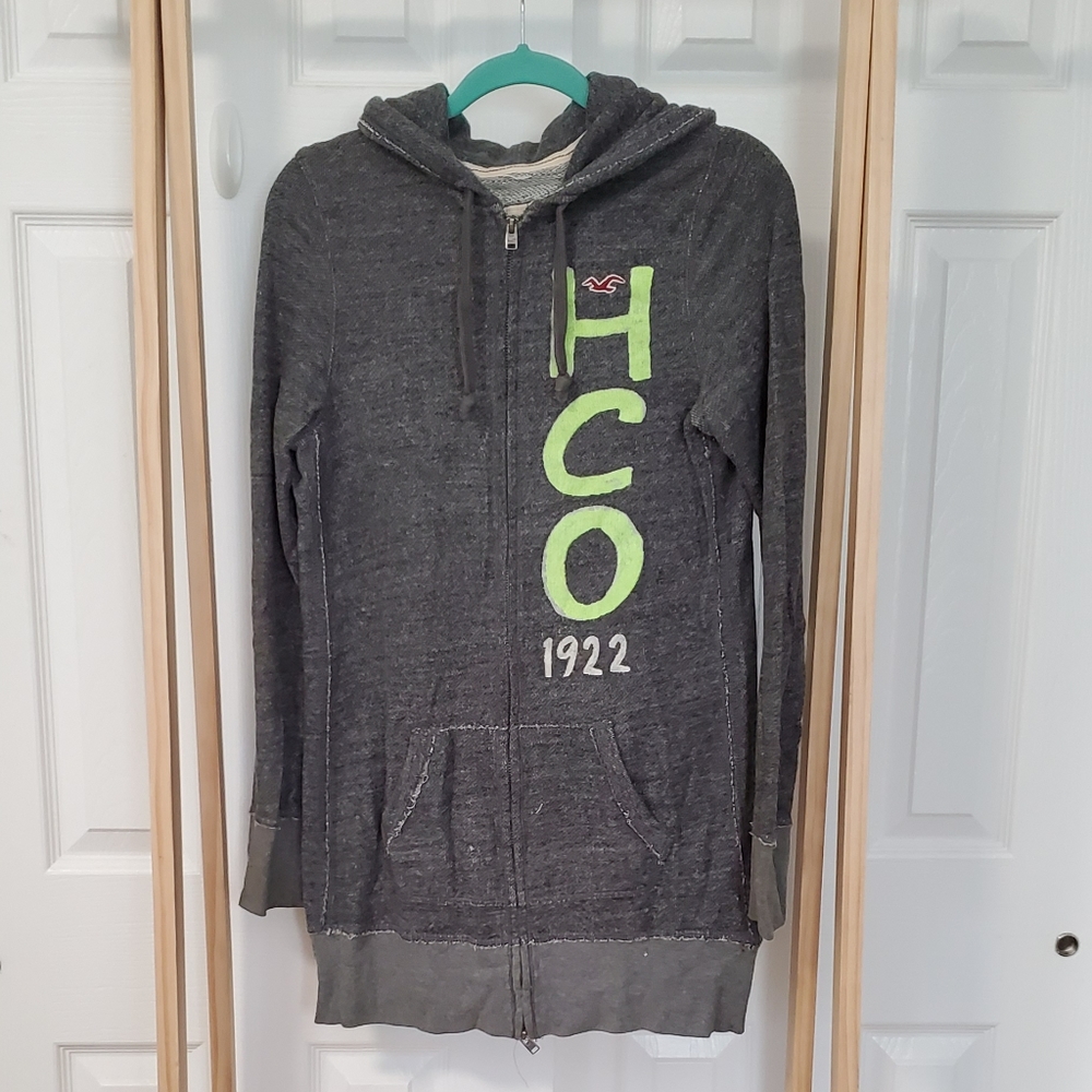 Hollister Extra Long Zip Hoodie Sweater